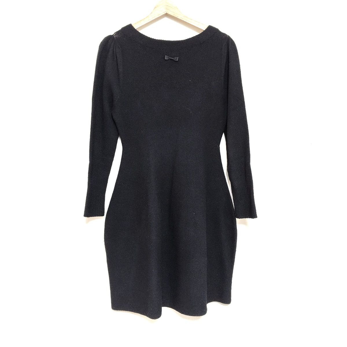 LANVIN en Bleu ランバンオンブルー ワンピース サイズ38 M レディース - 黒 長袖 ひざ丈 ニット リボン
