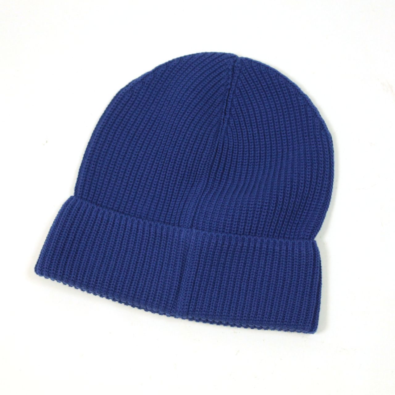 MONCLER ニットキャップ コットン ロゴパッチ ブルー