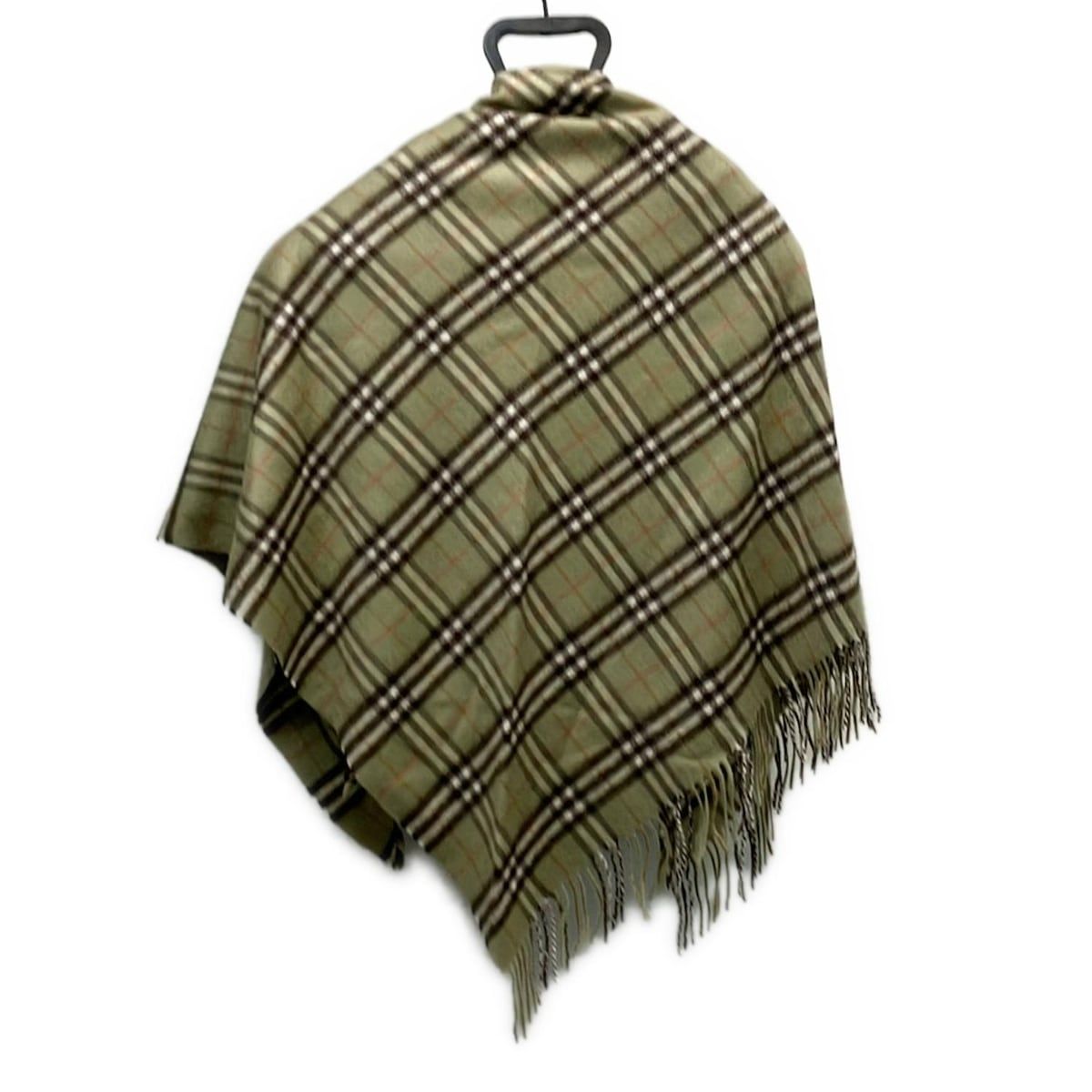 BURBERRY LONDON ENGLAND バーバリーロンドンイングランド マフラー - カーキ×ダークブラウン×オレンジ チェック柄 カシミヤ