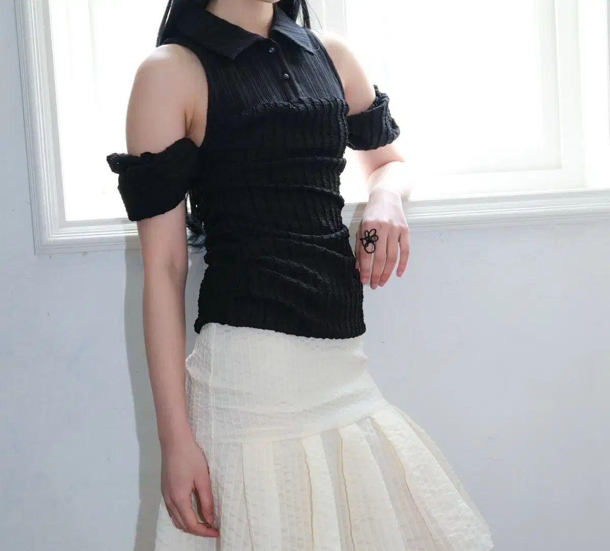 ルーズスリップオーバ パフ ポーション puff potion shirring top