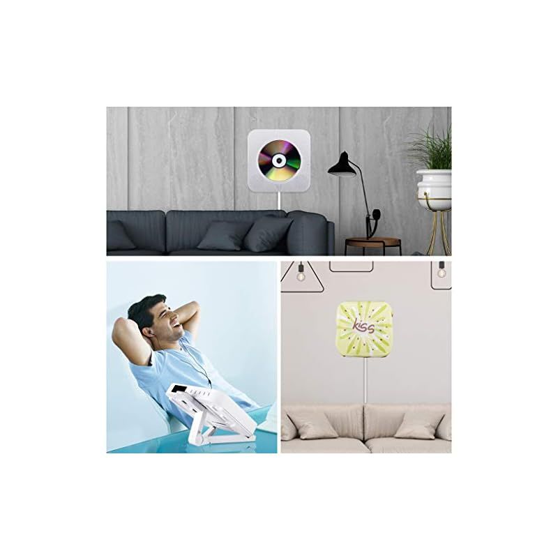 CDプレーヤー 壁掛け ディスクプレーヤー 1台多役 bluetooth Gueray ポータブル CDプレイヤー USB対応 microSD LEDディスプレイ 新バージョンのリモコン付き 音楽再生 語学学習 胎児教育 日本語説明書付き MEBLE-SODAR_PL