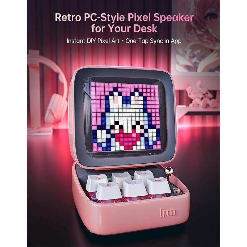 可愛すぎぎぎぎぎぎ Divoom Ditoo Pro スピーカー Bluetooth 15W 重低音強化 PC用 ピクセルアート DSP24bit キーボード RGBライト アプリ ワイヤレス 最大12時間持ち USB-C接続 TFカード ピア