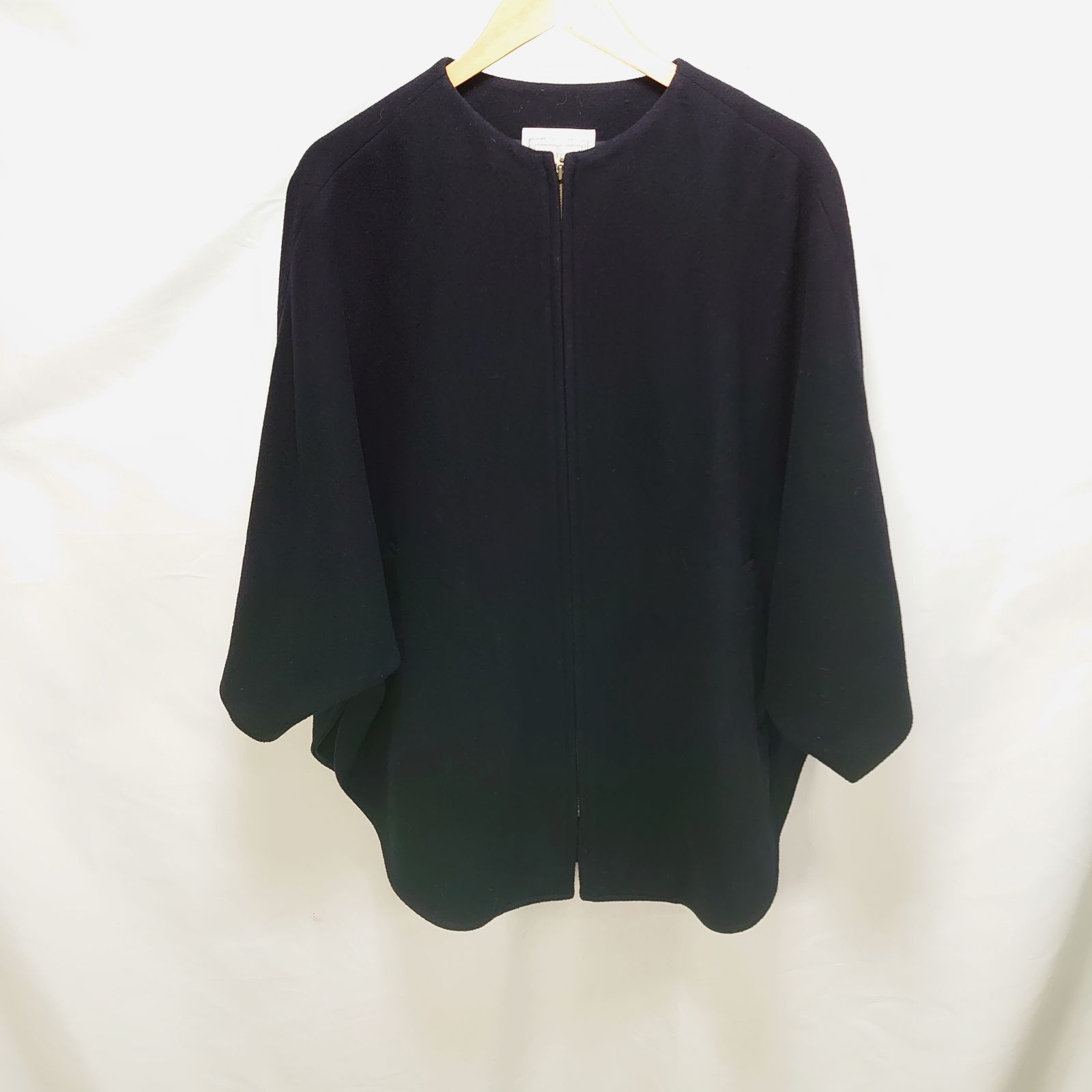 BEARDSLEY ビアズリー ウールポンチョコート ケープ ノー 羽織 ネイビー 紺色 Fサイズ