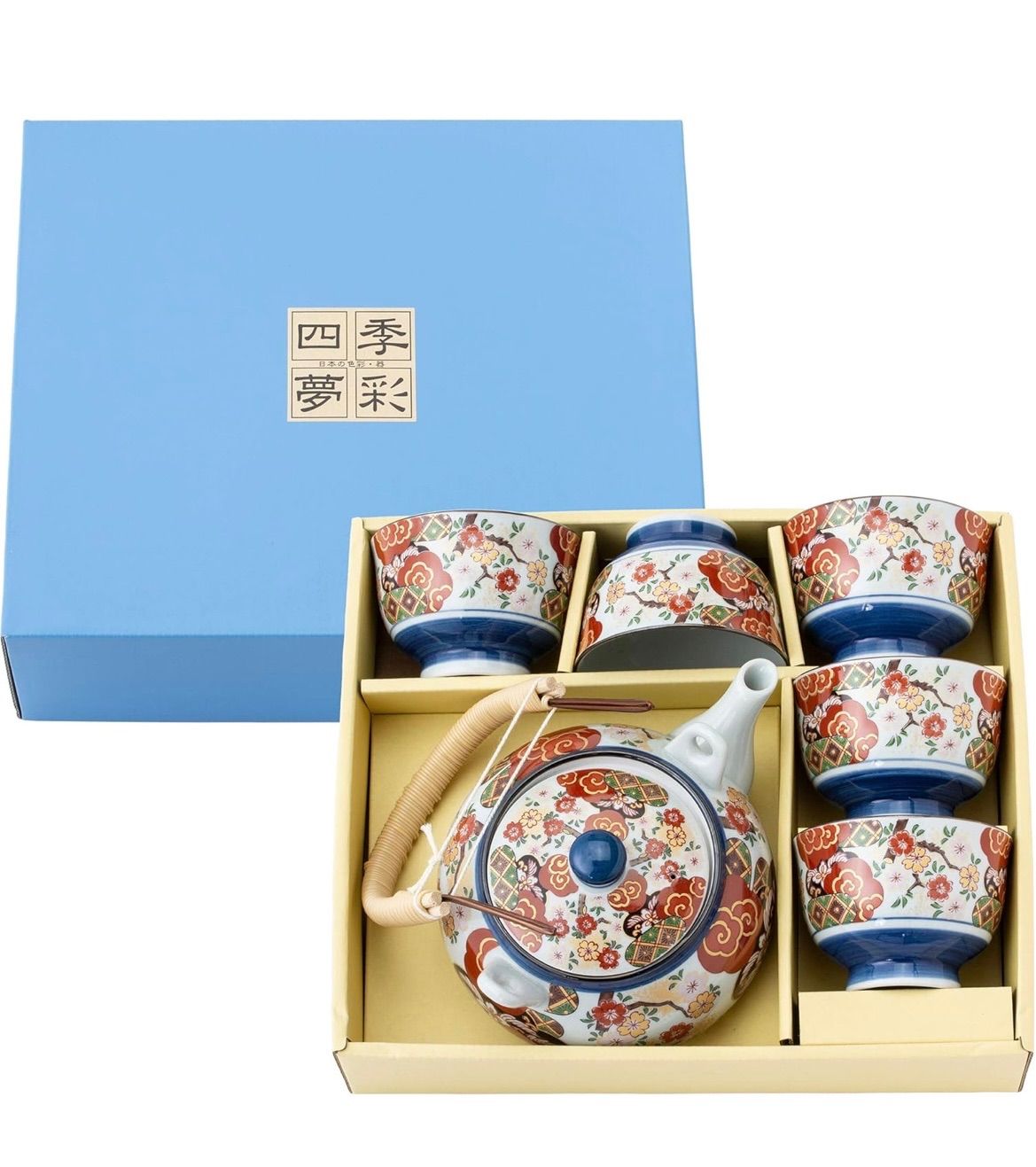西海陶器波佐見焼 急須 土瓶 茶器 セット 600 ml 錦平安桜 化粧箱入 31784-TCS012