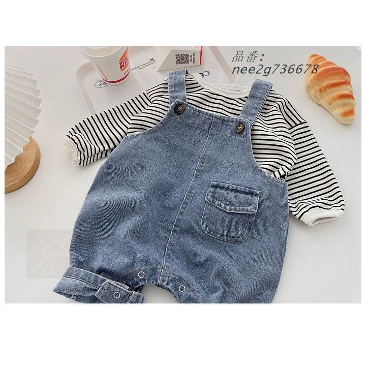 ロンパース ベビー服 セット デニム ボーダー 出産祝い 秋冬 秋 ベビーギフト 春夏 長袖 お出かけ カワイイ 冬 無料ラッピング nee 2 g 736678