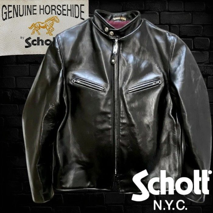 Schott N.Y.C. ショット 641XXH 60 s 本革 馬革 ホースハイド ホースレザー シングル ライダース レザージャケット 782-3950088 定価17.6万 ブラック 40 350 50825m01