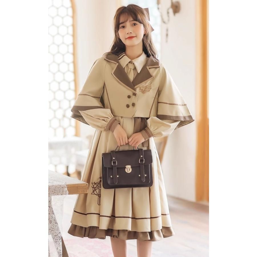 ロリータ ワンピース コンカフェ衣装 サブカル系 セットアップ スリーピース 魔法学園 制服 舞台衣装 イベント コスプレ パーティー ゴスロリ