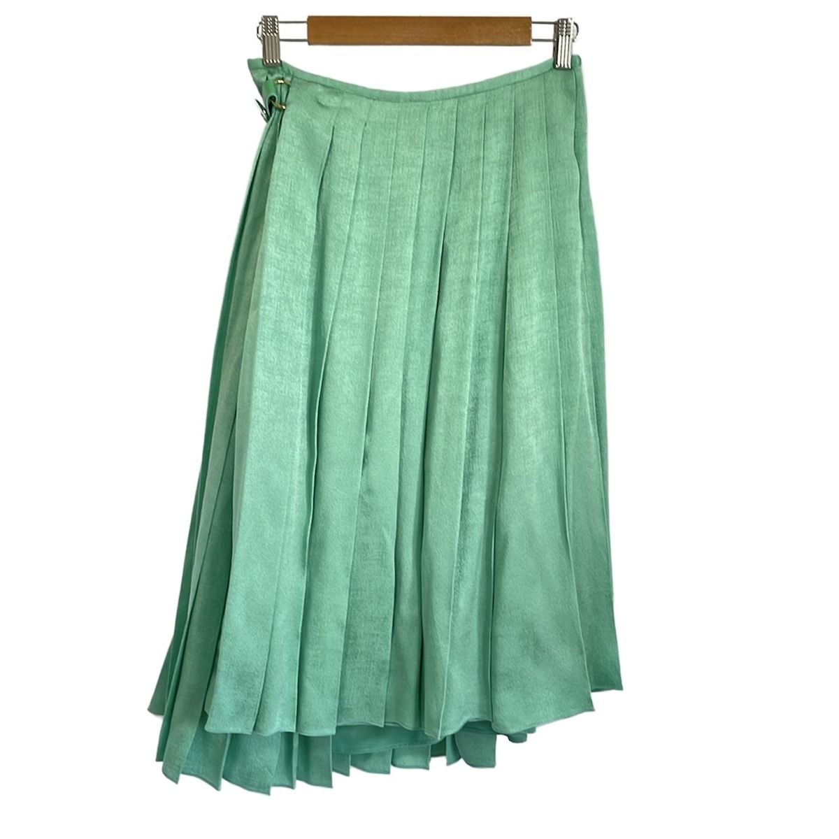 FENDI フェンディ 巻きスカート サイズ40 M レディース - ライトグリーン ロング シルク プリーツ