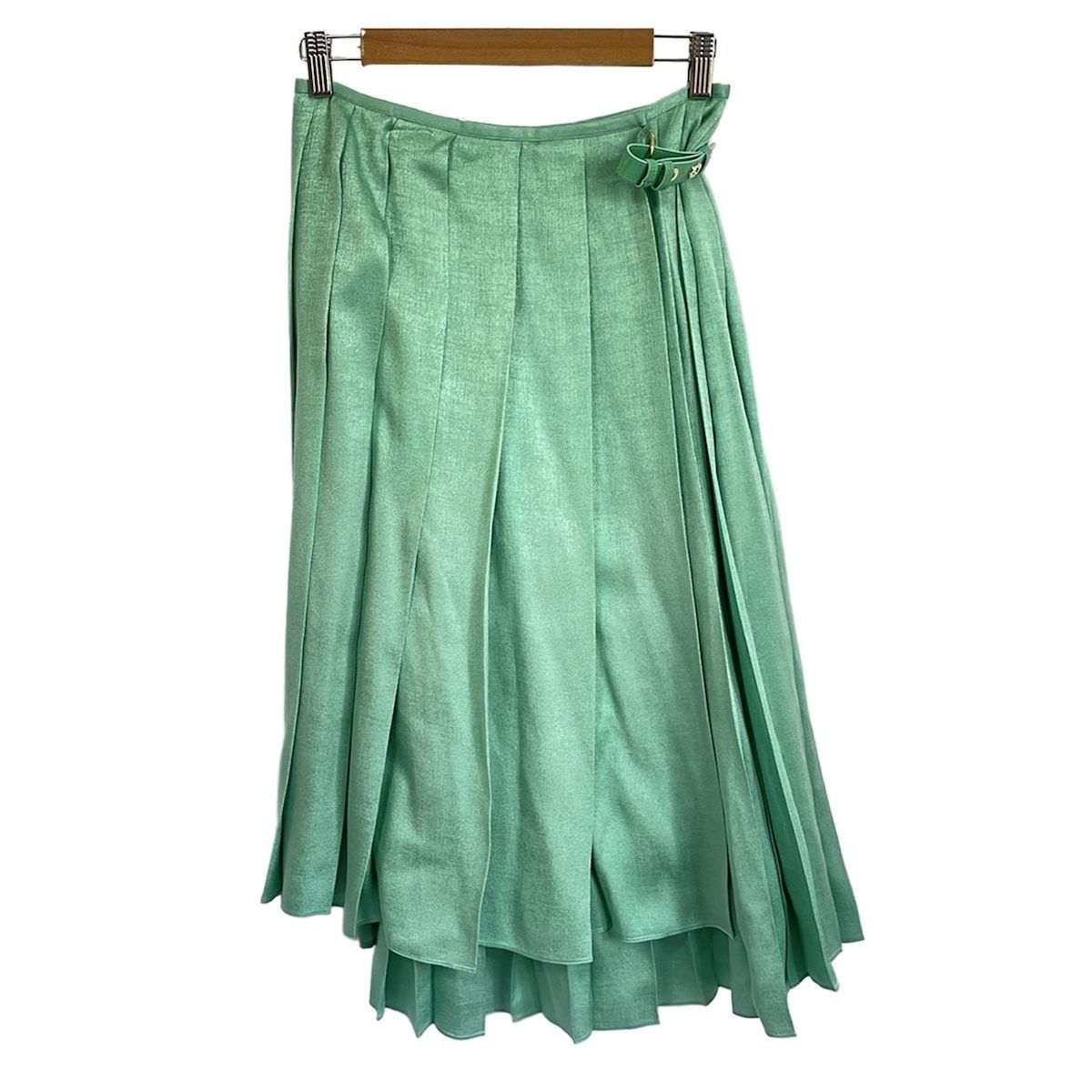 FENDI フェンディ 巻きスカート サイズ40 M レディース - ライトグリーン ロング シルク プリーツ