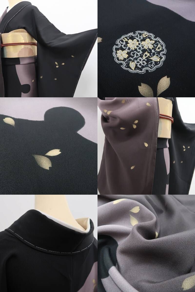 ❁tomihisa❁新品 桜 雪輪 着物 正絹 仕付け糸付”静けさに揺れる雪輪と