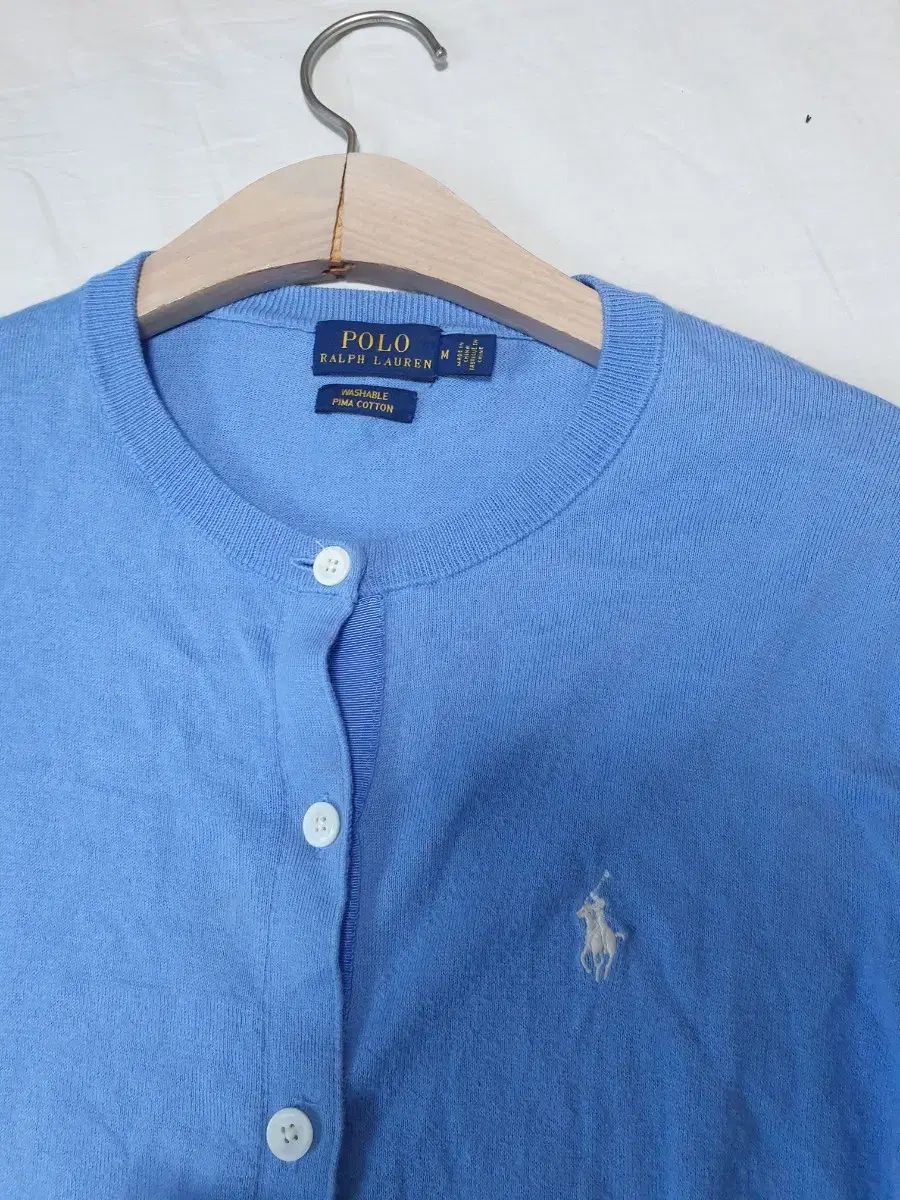 ポロ スカイブルー ピマコットン カーディガン