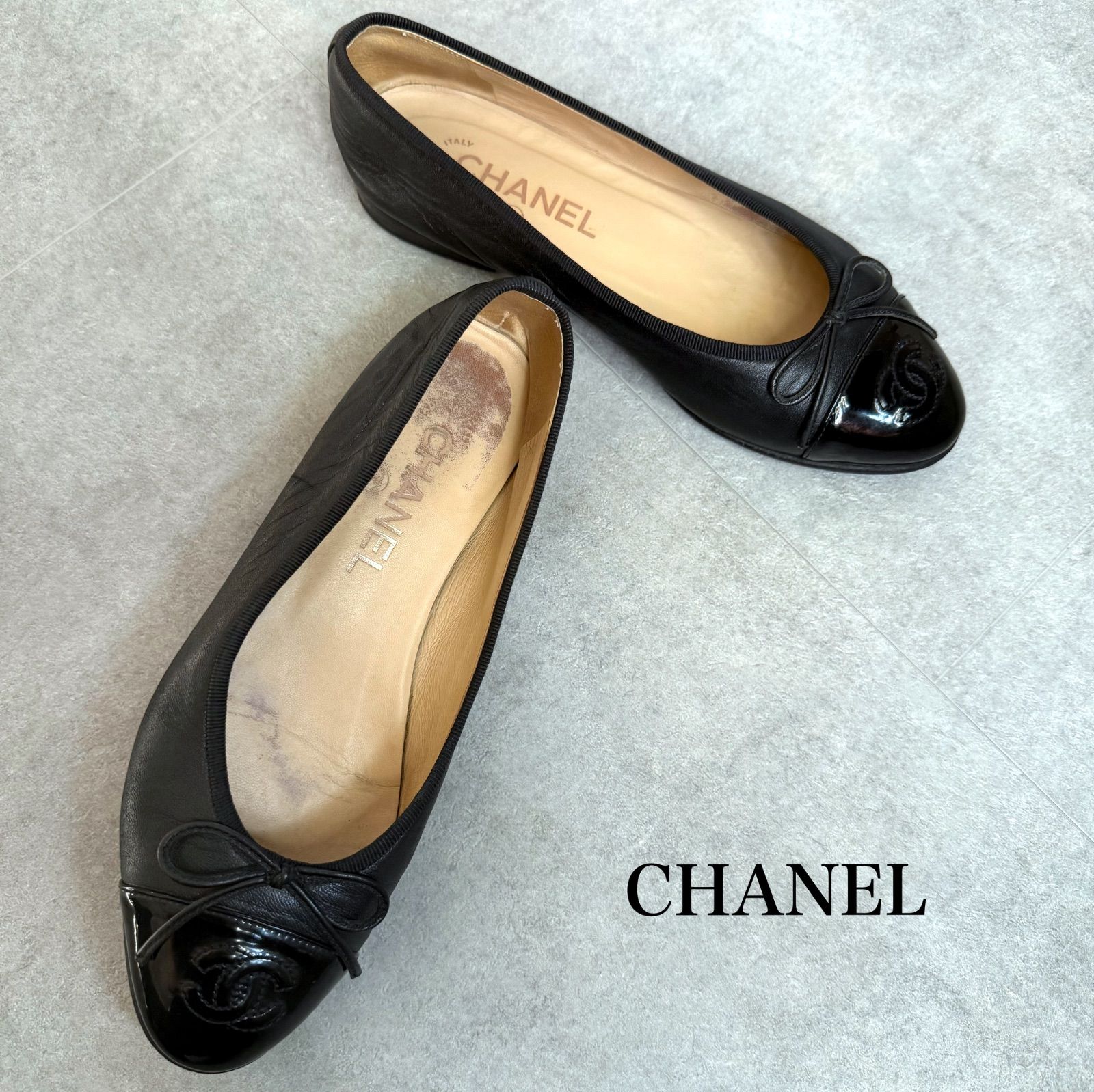 CHANEL シャネル ココマーク リボン バレエシューズ フラット CHANEL シャネル ココマーク リボン バレエシューズ フラット