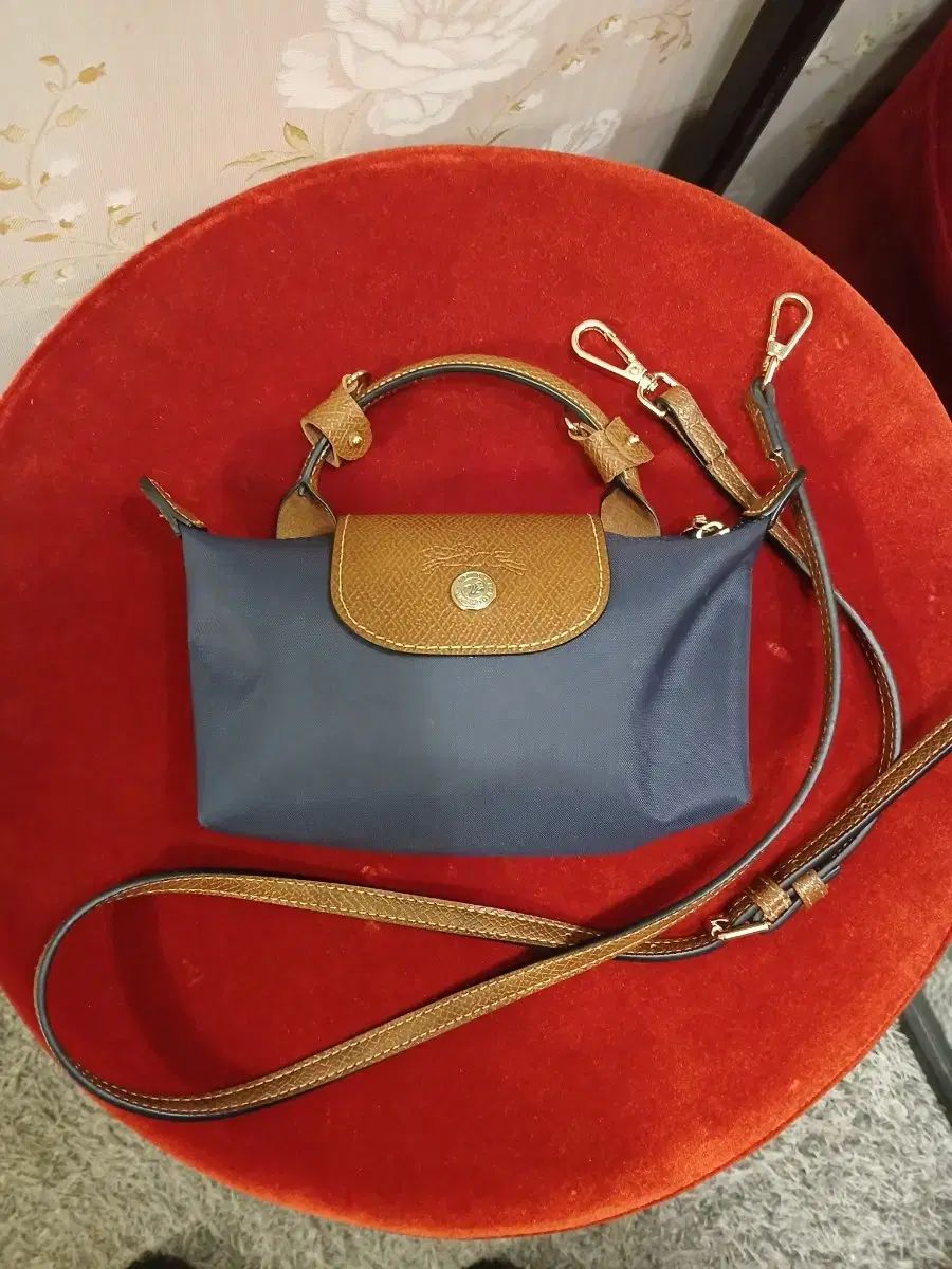 ロンシャン ル プリアージュ ミニ オリジナル ハンドル ポーチ ネイビー