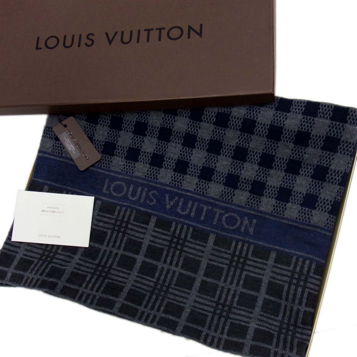 定価7万 LOUIS VUITTON M74955 ECH. TARTAN CHECKS GRIS エシャルプ タータンチェック マフラー ルイヴィトン イタリア製