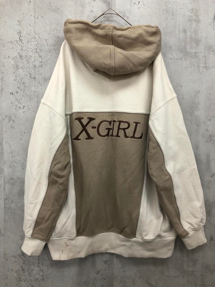 X-girl エックスガール スウェット フード ロゴ 刺繍 ジップアップ