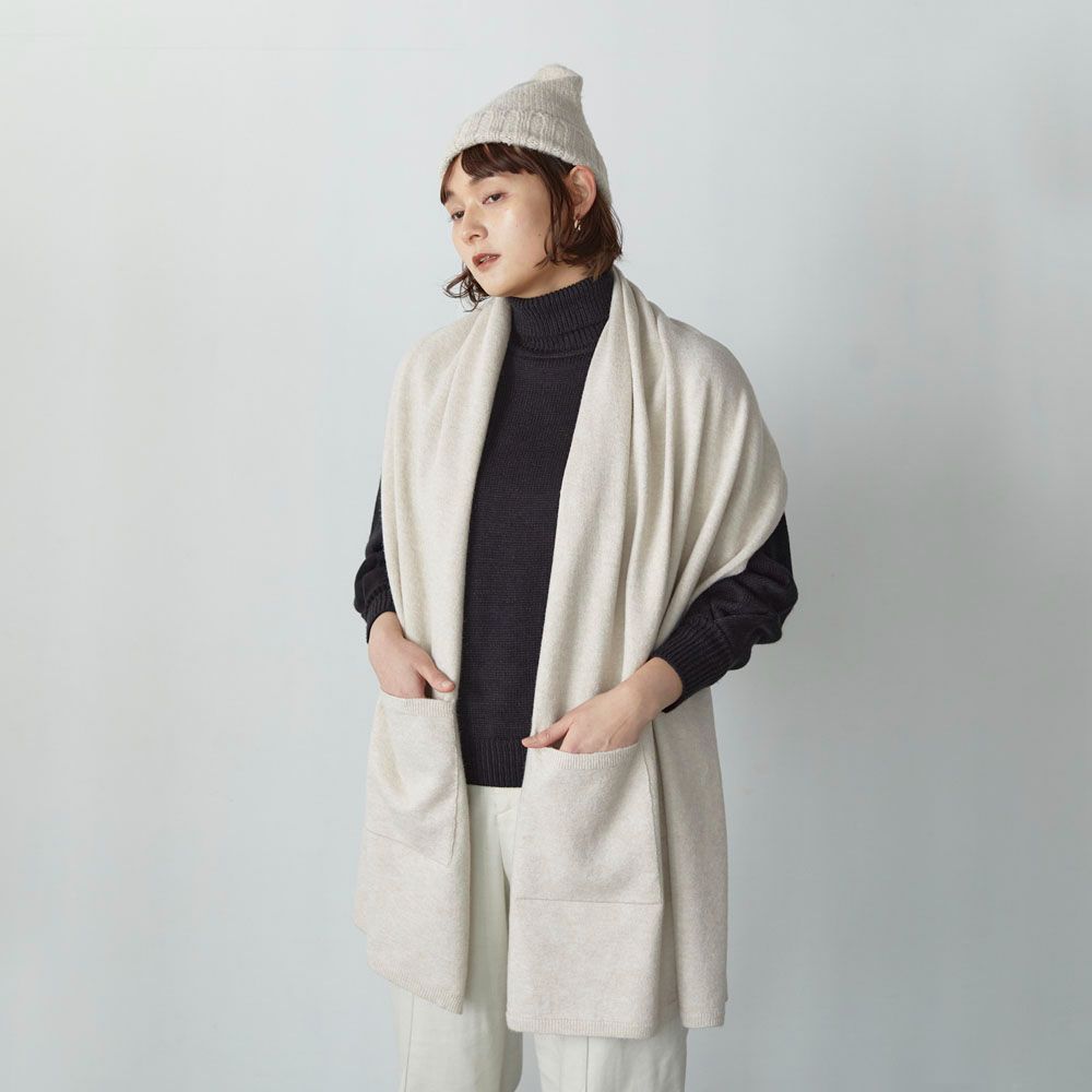 リューズニット 軽くてやわらかいスフレのようなポケットショール 3色 お出掛けにちょうどいい 心地よい軽やかなショール