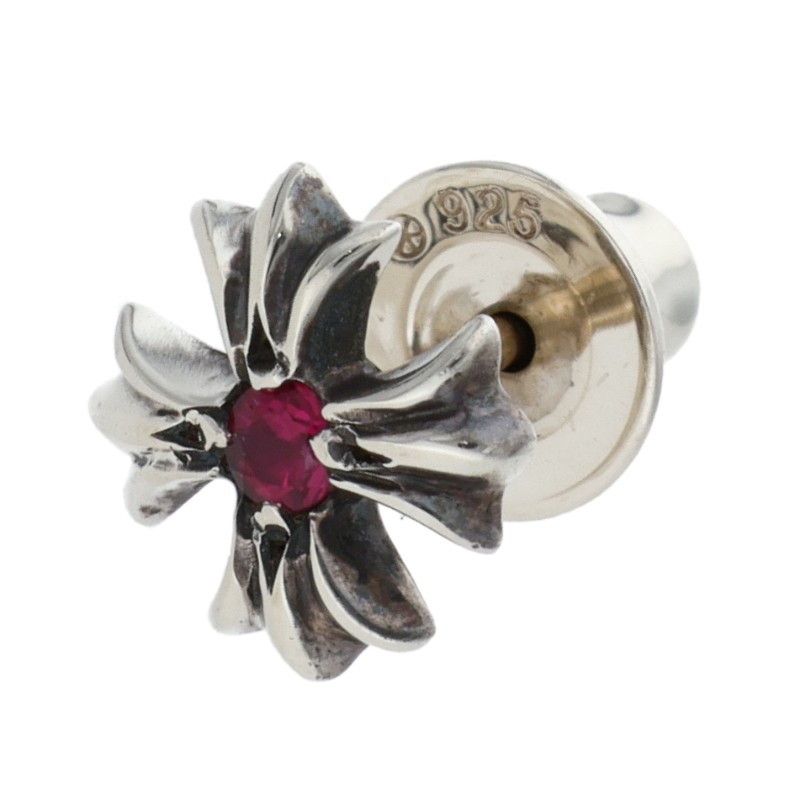 クロムハーツ No2 CH PLS RUB CHプラススタッド 1ルビー シルバーピアス メンズ