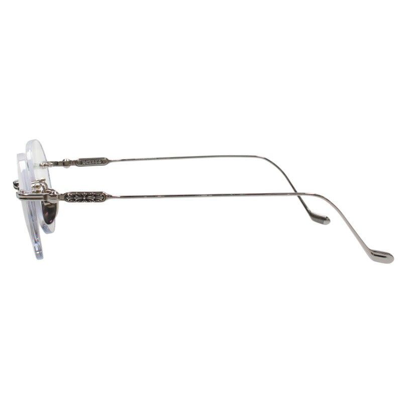 サイドフローラルテンプルリムレス眼鏡