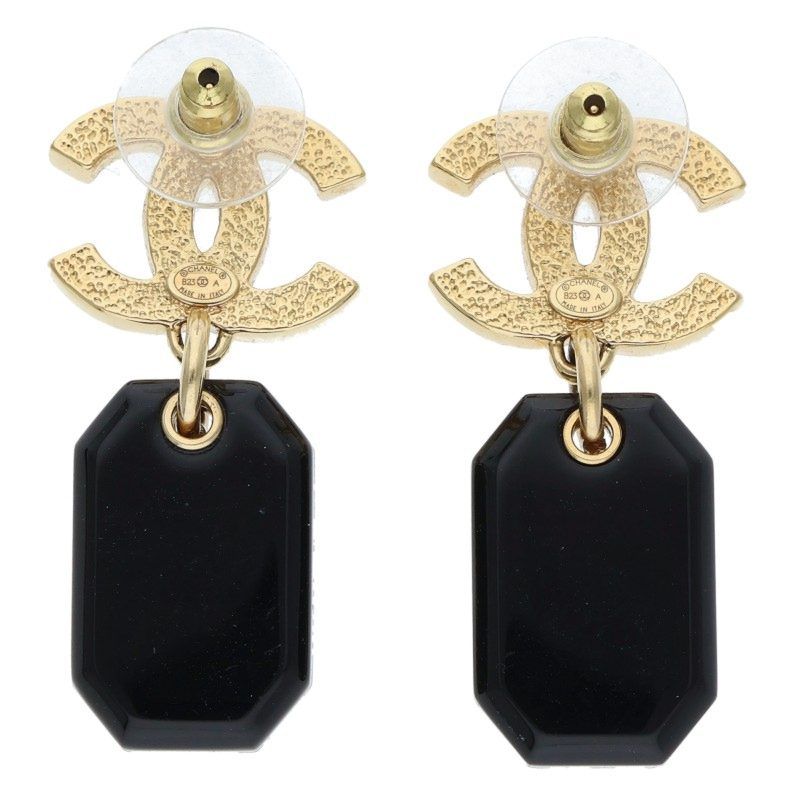 ココマークラインストーンドロップピアス レディース