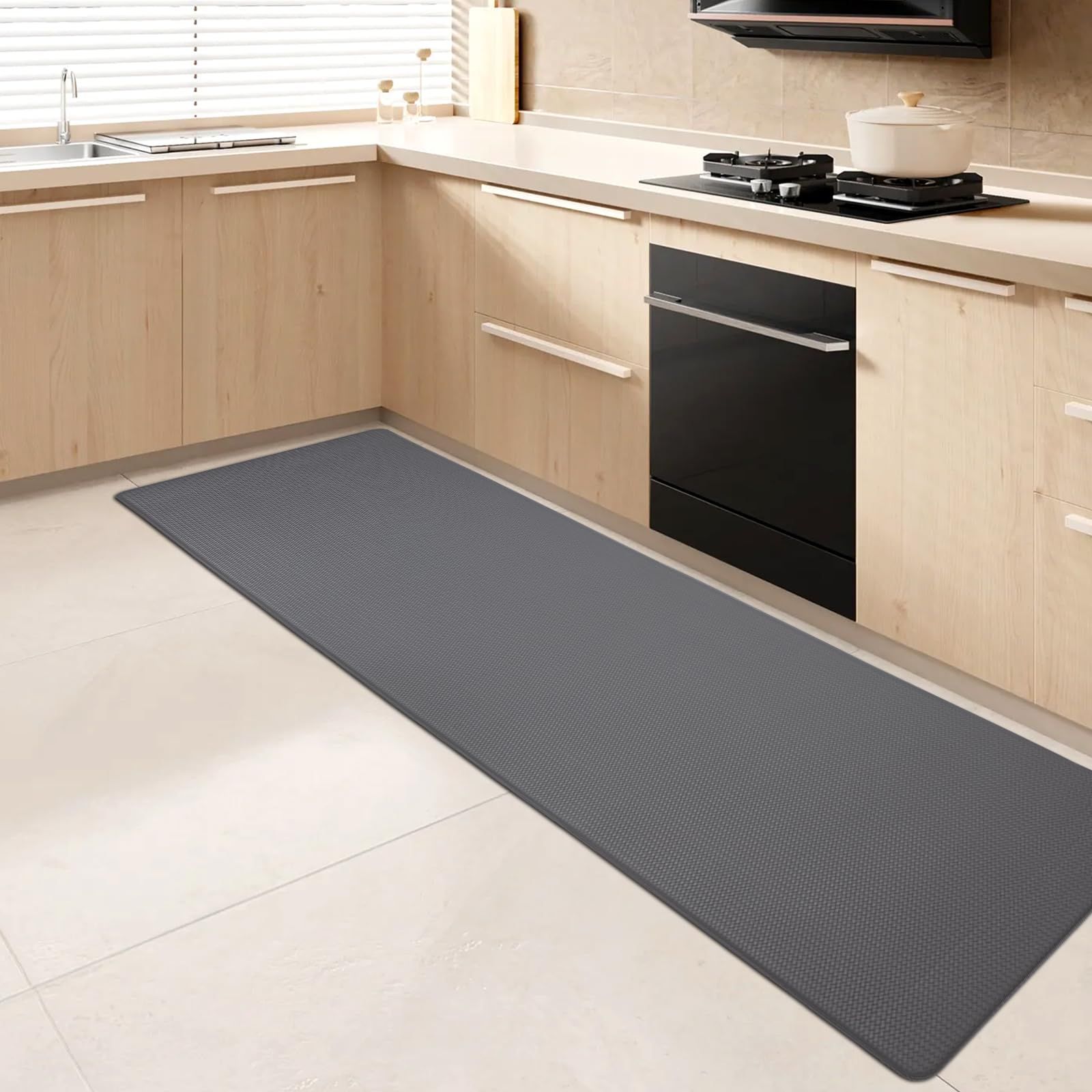 キッチンマット 120cm 拭ける 踏み心地いい 洗濯いらず 衝撃吸収 お手入れ簡単 低反発クッション 滑り止め 厚さ8ｍｍ ポリ塩化ビニール ずれない 台所 マット 撥水 無地 防汚 PVC