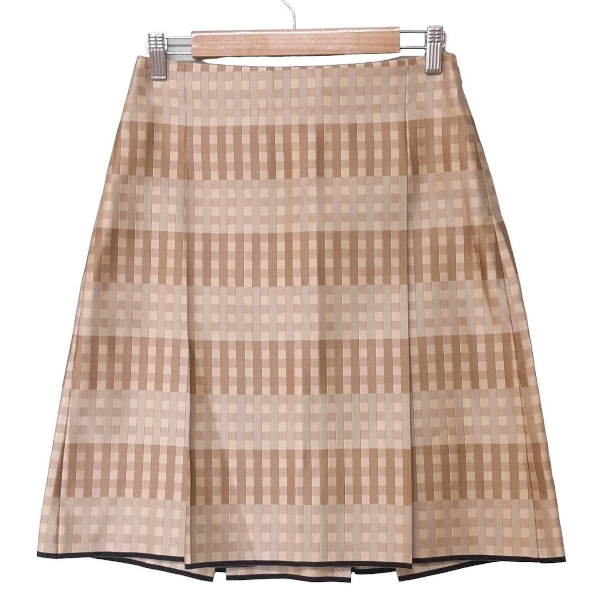 ジルサンダー スカート サイズ34 XS レディース - JDZ136L ベージュ×ダークブラウン×グレーベージュ ひざ丈 シルク チェック柄