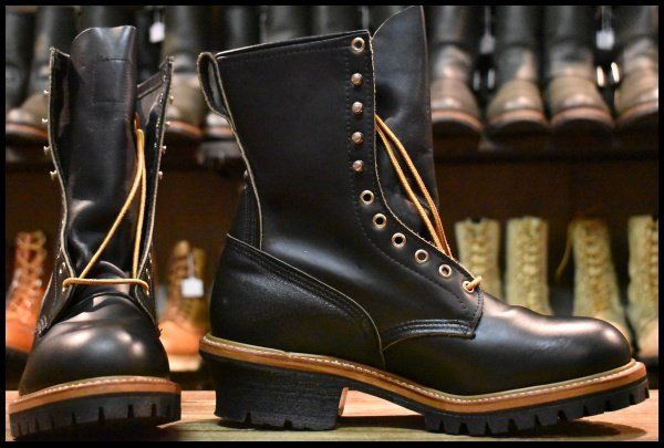 10D DEAD PT91プリント 94年02月刻印 レッドウィング 2218 ロガー 黒 ブラッククローム スチールトゥ ブーツ redwing HOPESMORE GP203