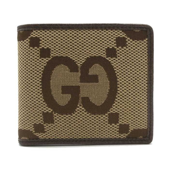 グッチ 財布 二つ折り財布 小銭入れ無し GUCCI JUMBO GG ジャンボGG キャンバス 699308 UKMBG 2572 ベージュ系×ブラウン系 ブティックライン メンズ