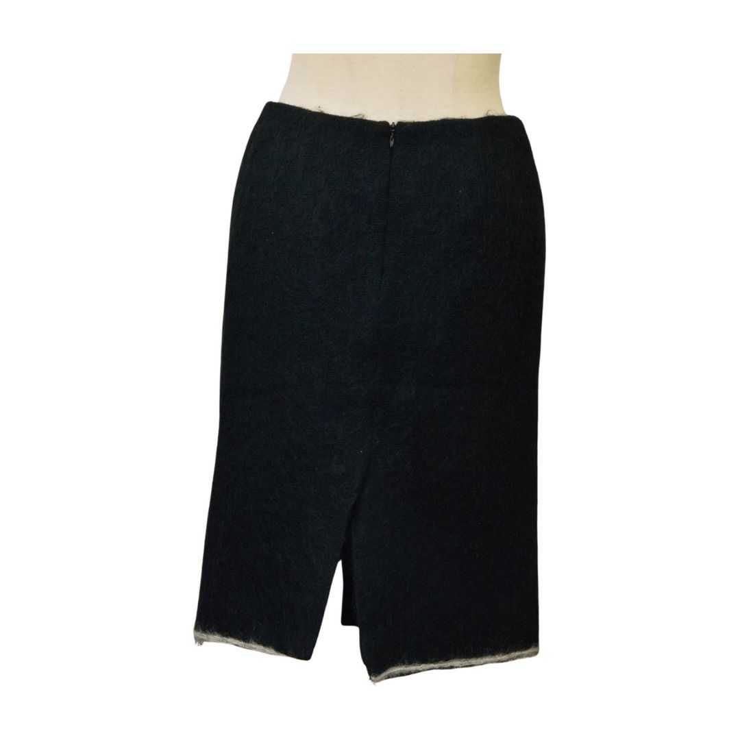 プラダ PRADA ニットスカート 90 s ヴィンテージ 裾ライン ウールモヘア 40サイズ ブラック レディース F-M13741