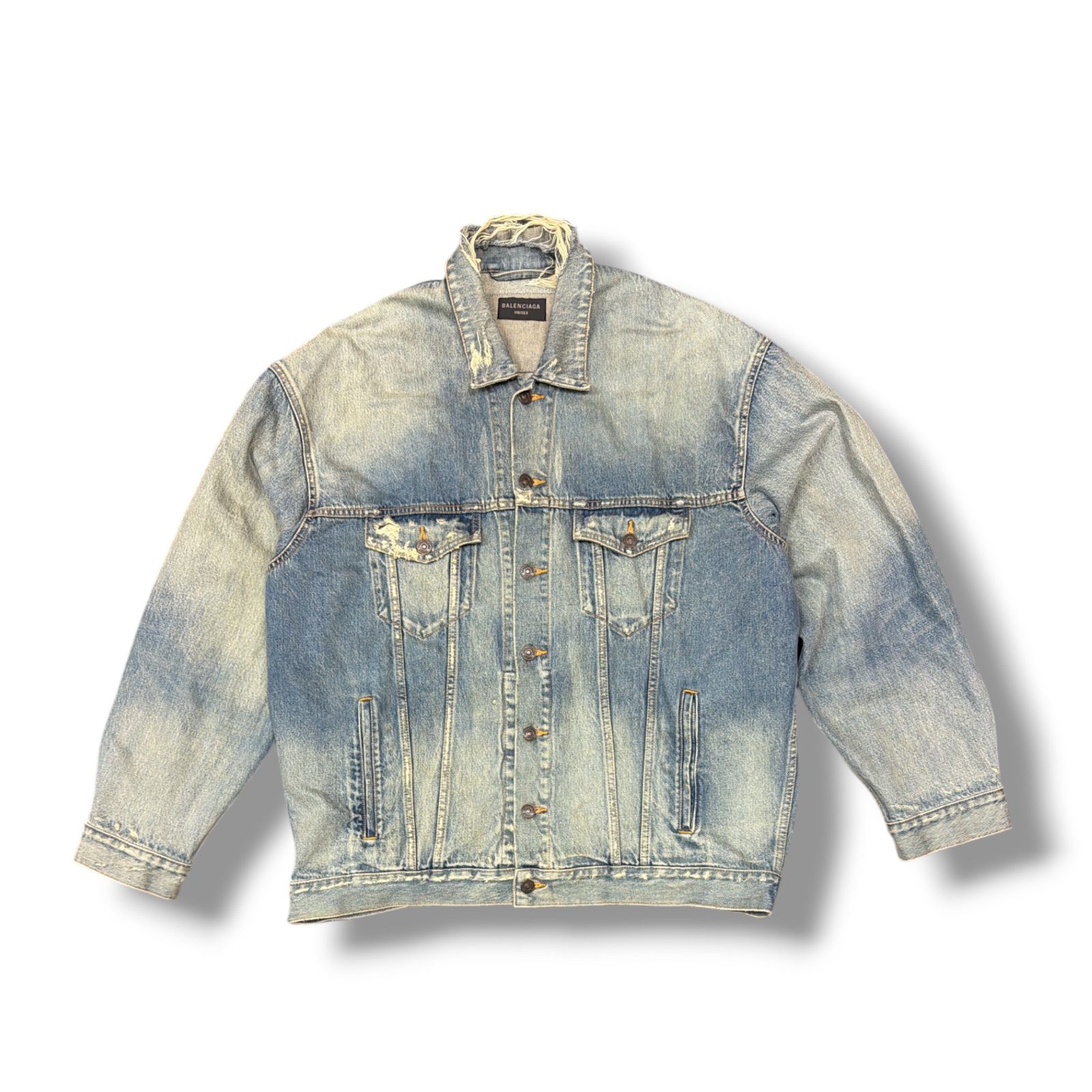 正規 BALENCIAGA 23SS PATCHED DESTROYED JACKET パッチドデストロイデニムジャケット Gジャン バレンシアガ 727840 1 2133M4