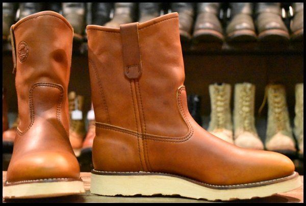8E DEAD 緑犬タグ 犬刻印 97年 レッドウィング 866 ペコス 茶 オロイジナル ブラウン プルオン ブーツ redwing pecos HOPESMORE GP206
