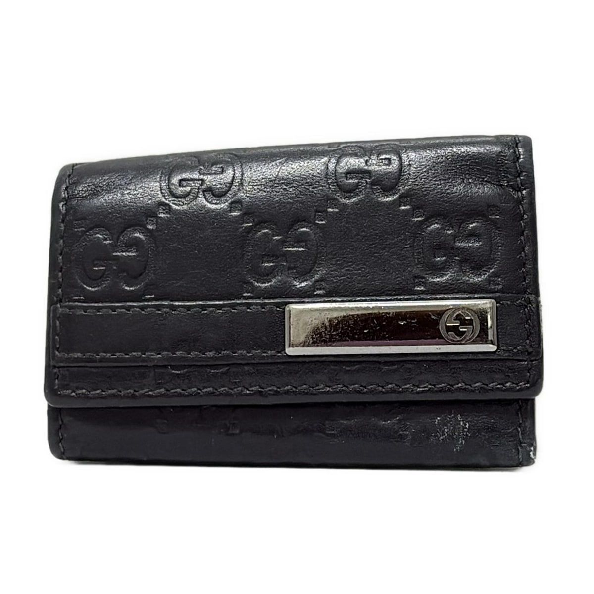 GUCCI グッチ キーケース メンバー シマライン 237509 黒 6連フック レザー