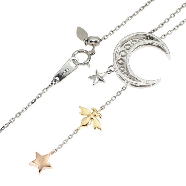 K18YG PG Pt900 Pt850 ダイヤモンド アメジスト ペンダントネックレス D0.32ct 0.15ct 月 星 蜂 昆虫