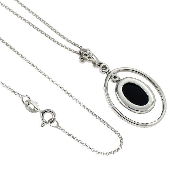 K18WG オニキス ダイヤモンド ペンダントネックレス D0.65ct