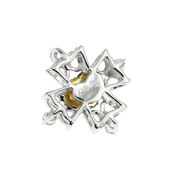 笠原真寿美 K18YG WG サファイア ペンダントトップ ハート クロス