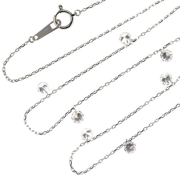 K18WG ストリングホール ダイヤモンド ステーション ネックレス 1.23ct
