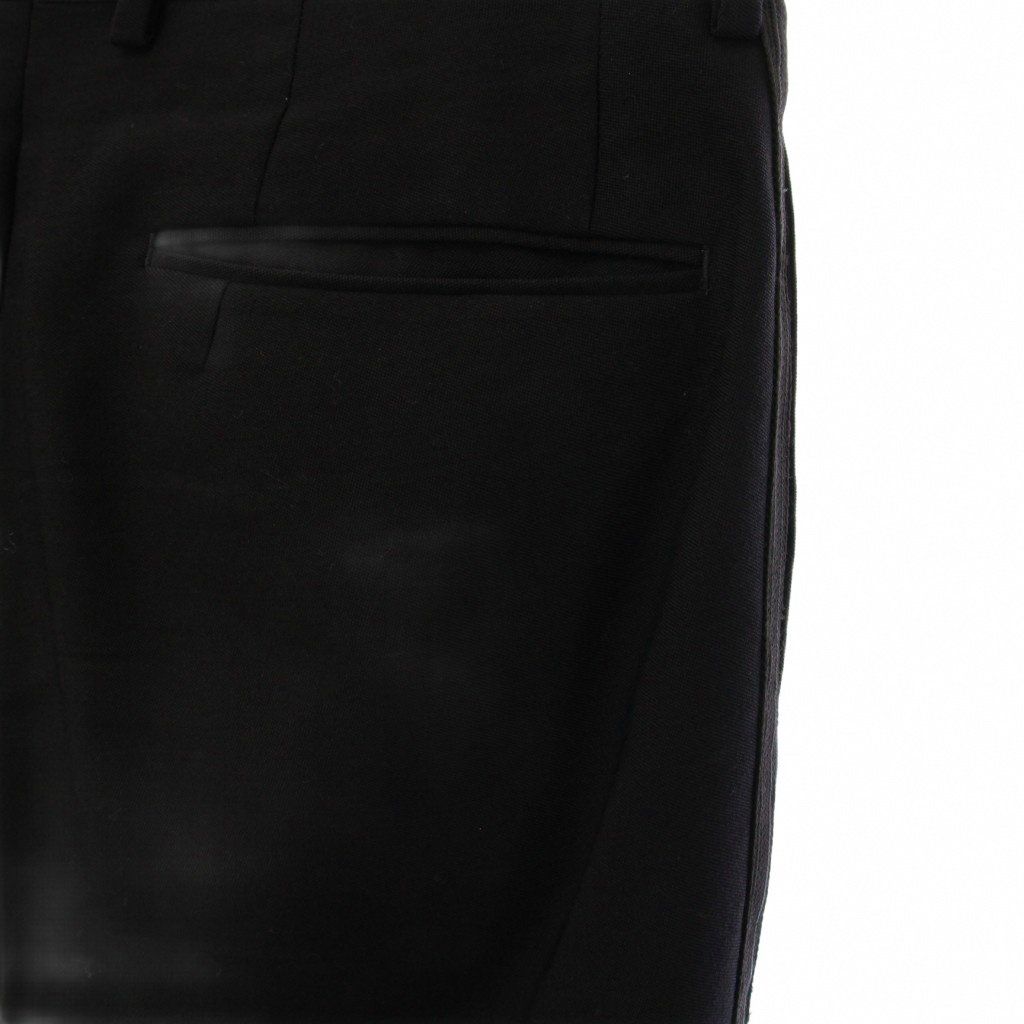 ニート スラックス タック ボタンフライ ウール モヘア混 サイドライン 黒