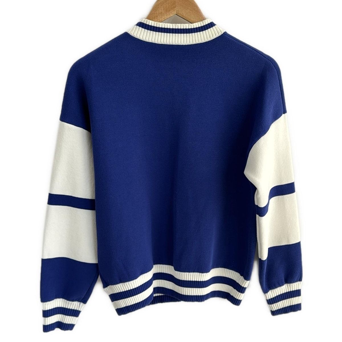 Diagram GRACE CONTINENTAL ダイアグラム ブルゾン サイズ36 S レディース - ブルー×白 長袖 ニット 秋 春