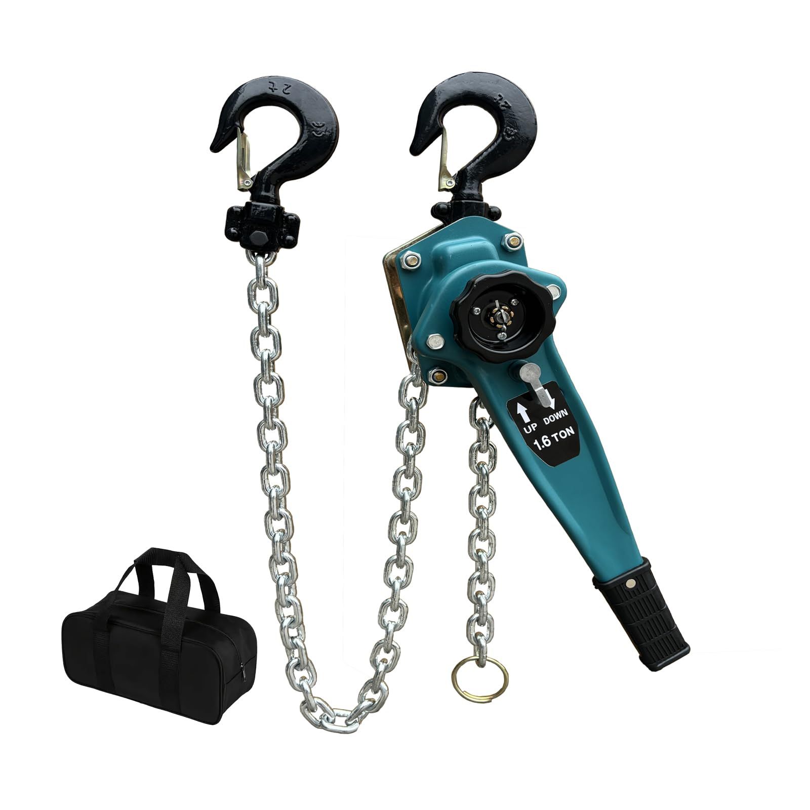 数量 レバーホイスト 1.6t 1.5m チェーンブロック ガッチャ1000kg 荷締め機 ガッチャ がっちゃ 滑車 ホイスト 固定工具 収納バッグ付く1個 1.6t 1.5m