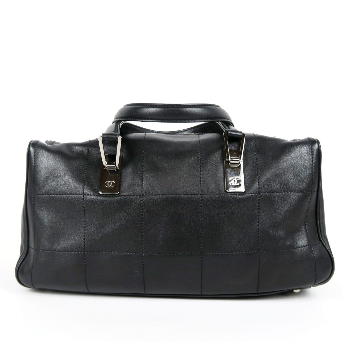 CHANEL シャネル ミニボストン ハンドバッグ ココマーク ラムスキン ブラック カーフ TN80