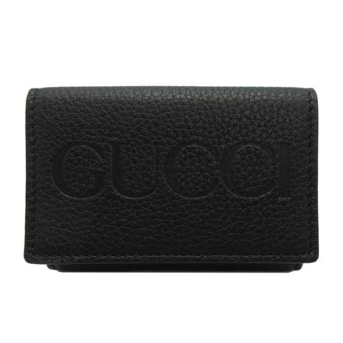 グッチ 財布 三つ折り財布 GUCCI EMBOSSED LOGO エンボス レザー ミニウォレット 736151 0AAAZ 1245 ブラック×イエロー系 ブティックライン レディース メンズ