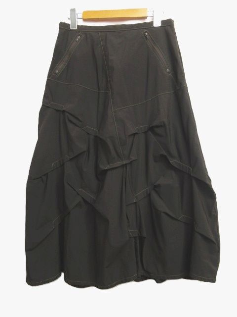 SENSO UNICO センソユニコ ジウ 慈雨 変形スカート お洒落 40 Lサイズ ロング丈 フ 無地 ブラウン系 こげ茶 レディース E366L