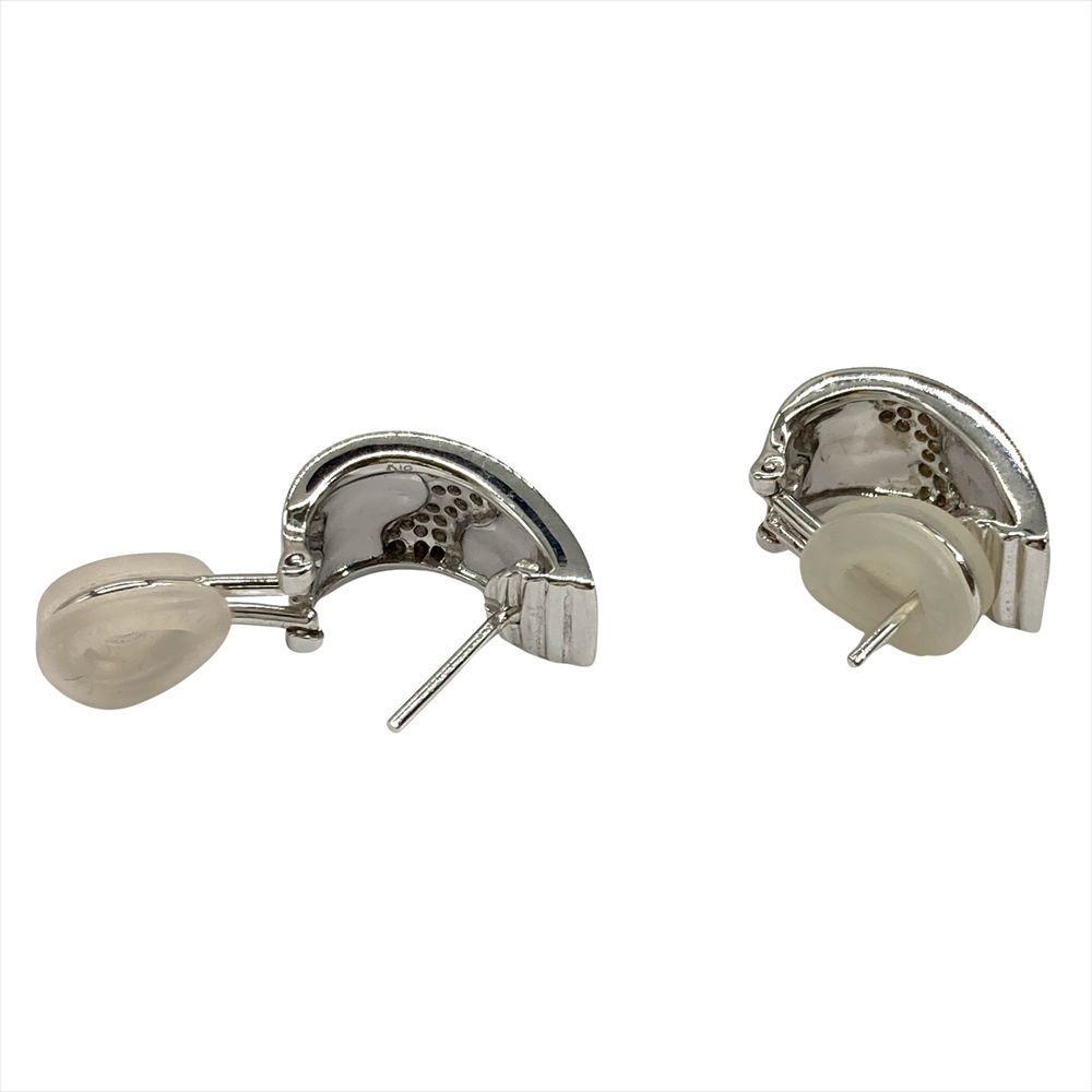 デザイン フープ イヤリング ダイヤモンド 0.02ct K18WG 8.1g MOP ホワイトゴールド ピアス 両用 2WAY レディース FORTGASGNV_COM_BR