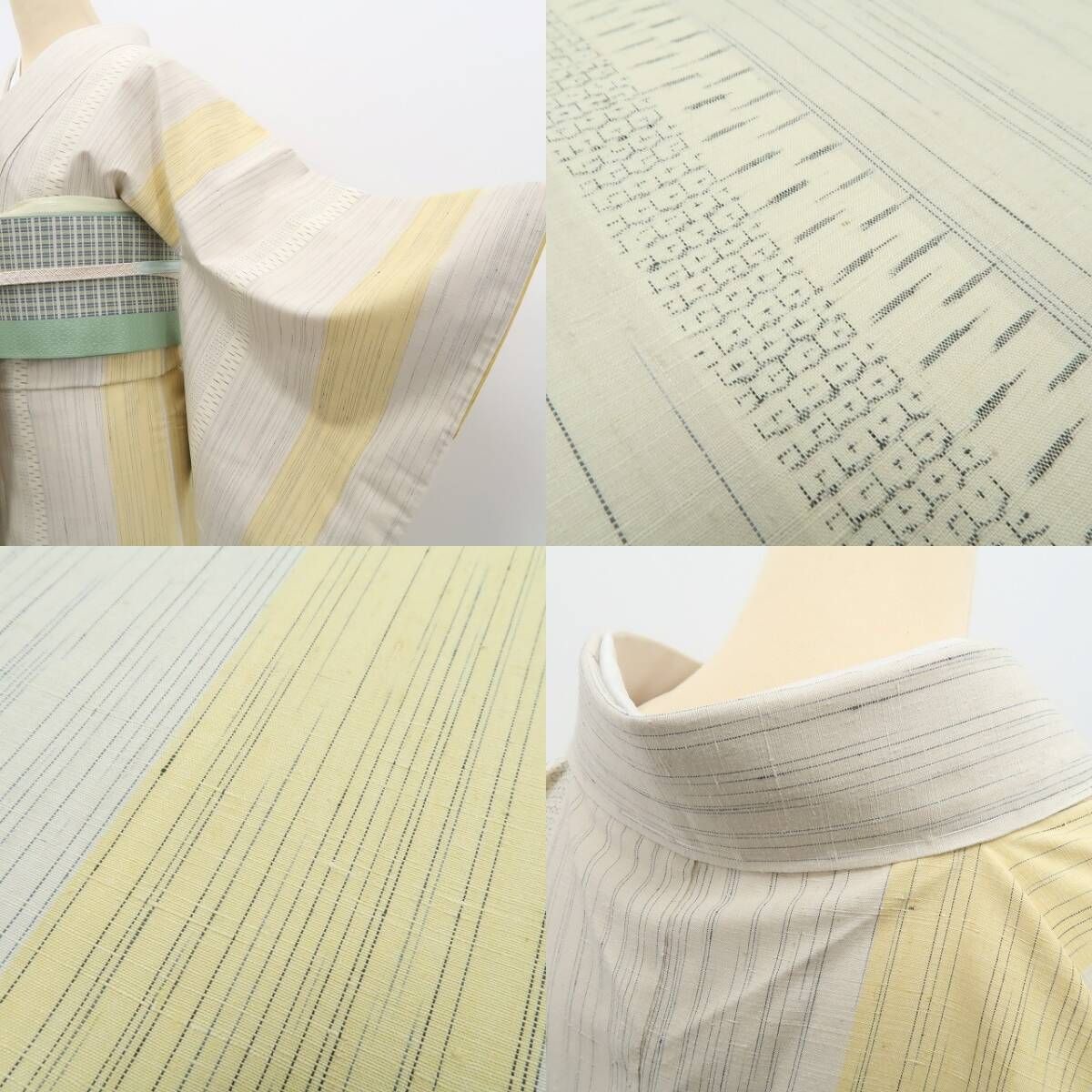 爽やかな【大島紬】　正絹　未使用　仕付け糸つき ❁tomihisa❁新品 縦縞 着物 正絹 証紙付“歴史を繋いで縞を引く美しい