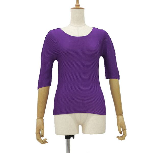 ISSEY MIYAKE me イッセイミヤケ ミー プリーツ M163FK339 ポリエステル プリーツ トップス レディース パープル IG00550