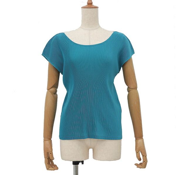 PLEATS PLEASE ISSEY MIYAKE プリーツプリーズ プリーツ PP51FK303 サイズ03 ポリエステル ノースリーブ カットソー レディース シアン IG00551