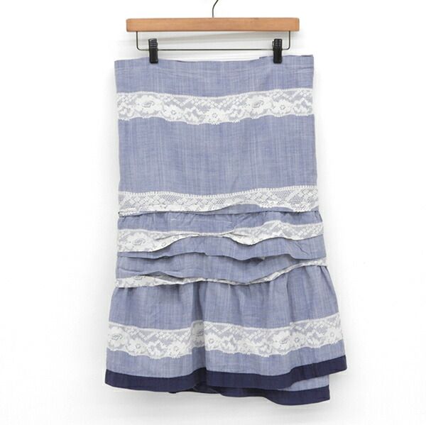 tricot COMME des GARCONS トリコ コムデギャルソン AD2016 TS-S014 レーヨン コットン 2017SS ランウェイ着 藍染 ラップ ティアード スカート レディース ネイビー インディゴ IG00555