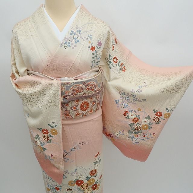 ✾まめ藤✾m2334*正絹 金駒刺繍 菊 手縫い仕立て 訪問着