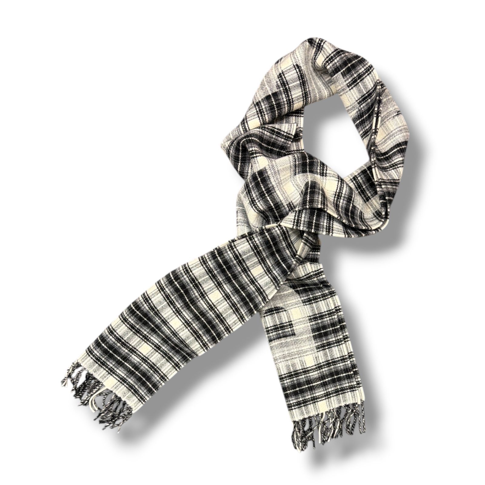 正規 ロゴチェックマフラー バレンシアガ ブラック ホワイト 2141 M 5