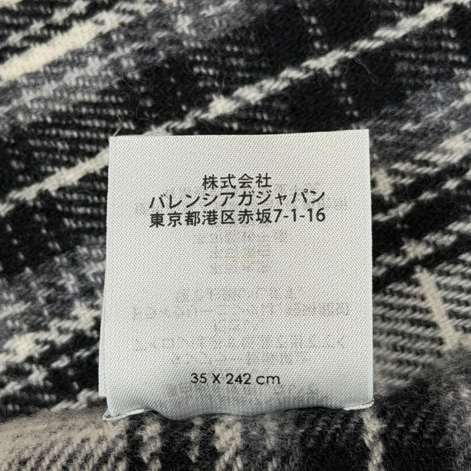  正規 ロゴチェックマフラー バレンシアガ ブラック×ホワイト 2141 M 5 マフラー 小物