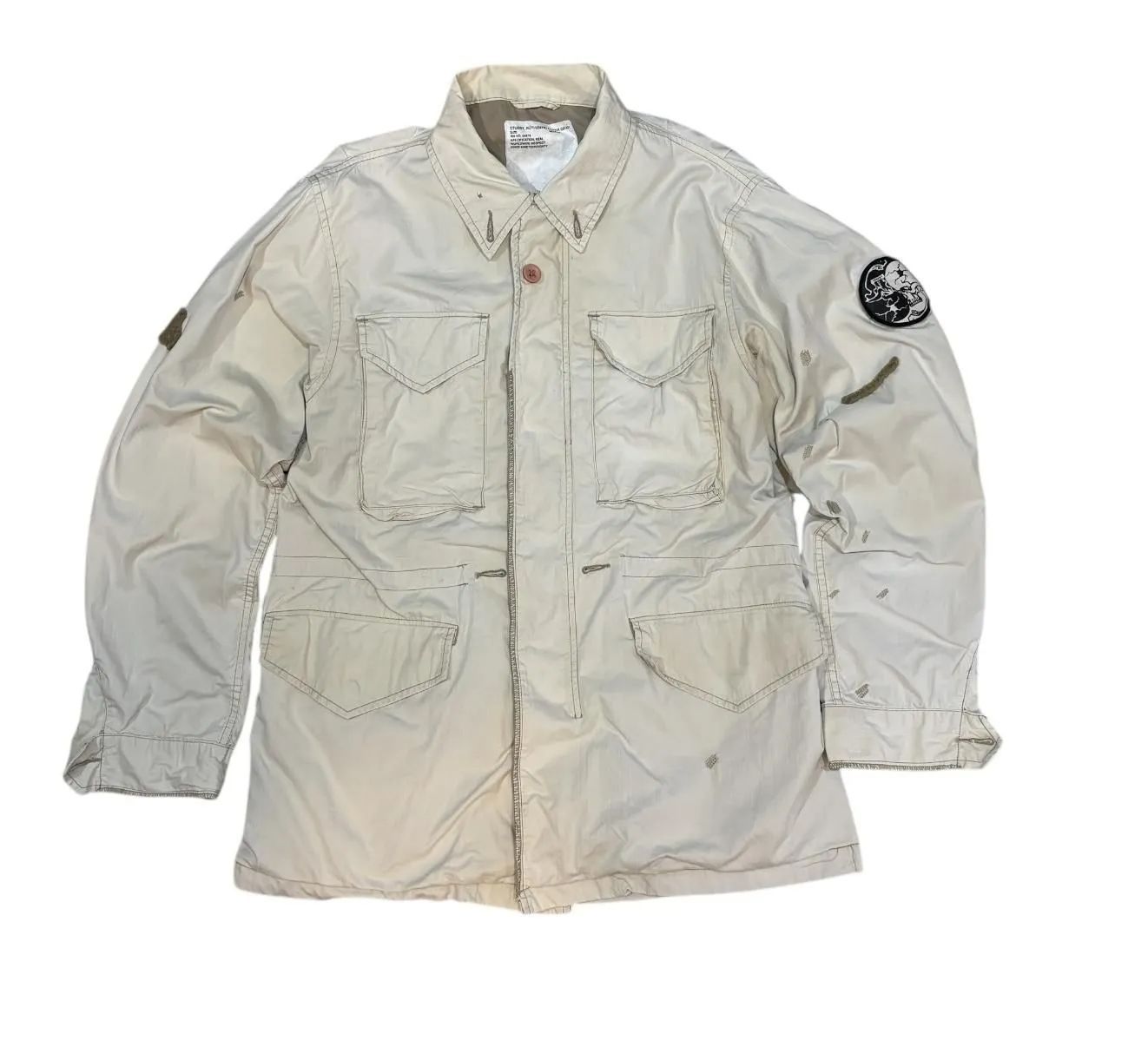 00 s OLD STUSSY M 65 Field JKT NATURAL ステューシー ワッペン ダメージ加工 ミリタリー 古着